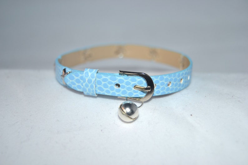 Small XS Cat Kitten Collar Light Blue Faux Fake Lizard pattern Etsy