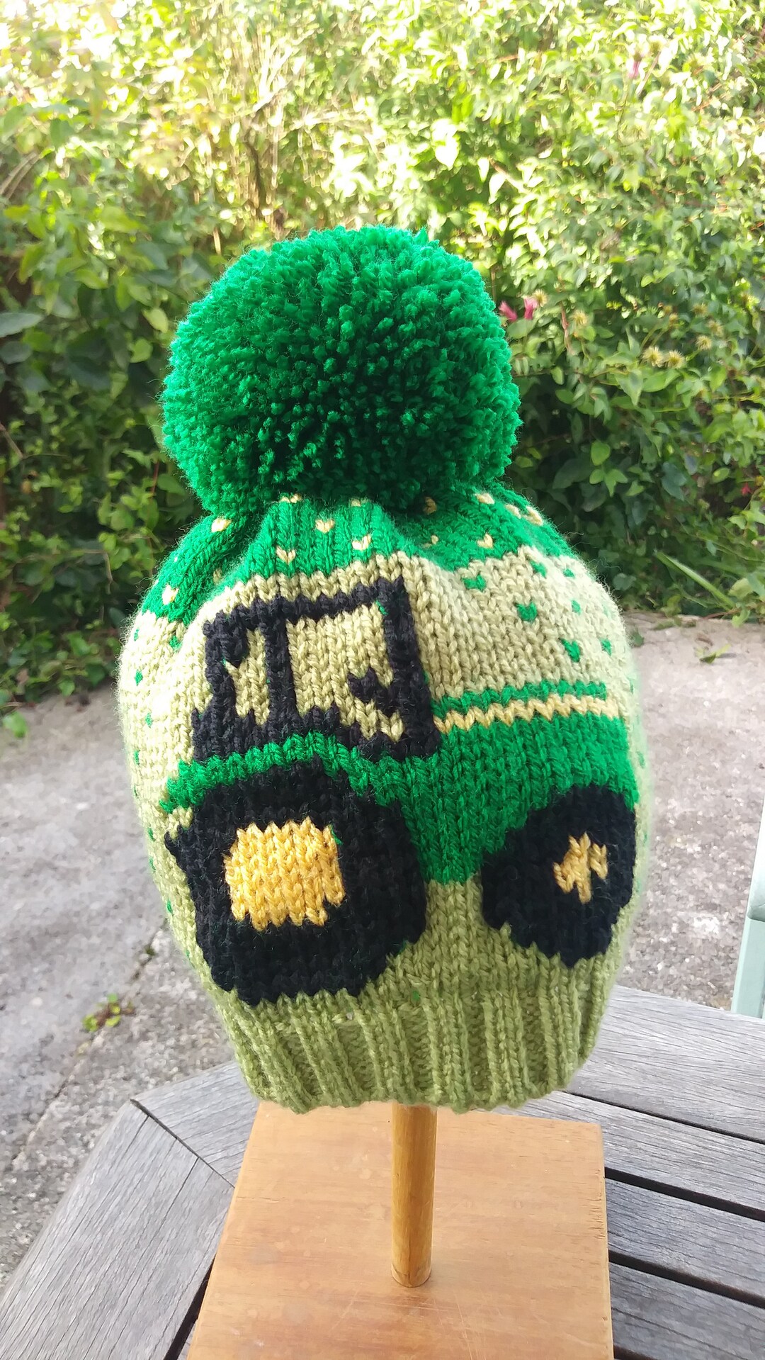 Tractor Hat With Pom Pom 2 to 3 Year Old in Green Etsy