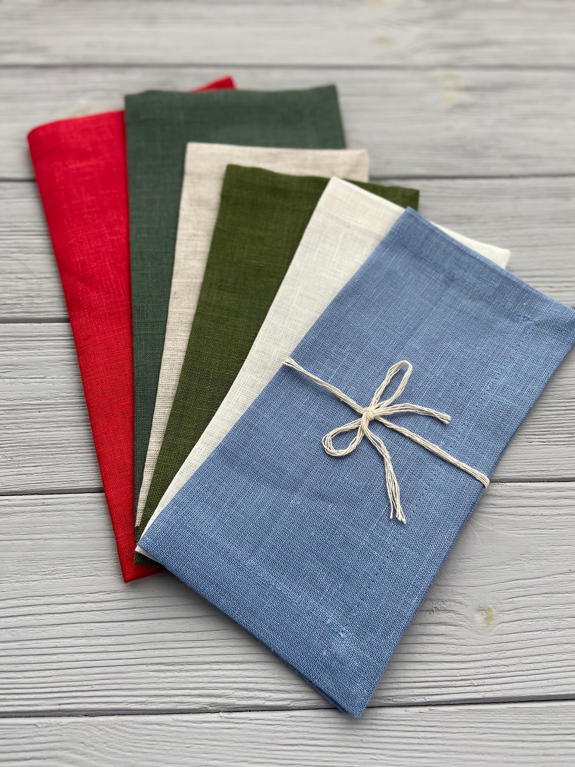 Organic green linen napkins set. Eco friendly table decor. Etsy
