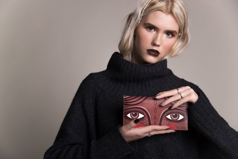 Designer wallet Ermine eyes womens wallet Leather purse Mindfulness gift Eco Leather wallet
