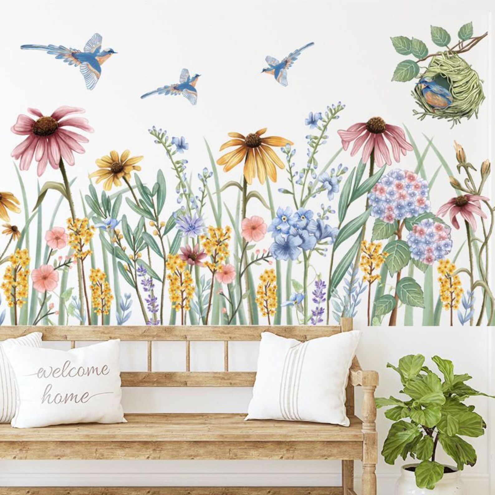 Fresh Yellow Flowers Sunflower Plant Wall Stickers Sunflower Etsy UK