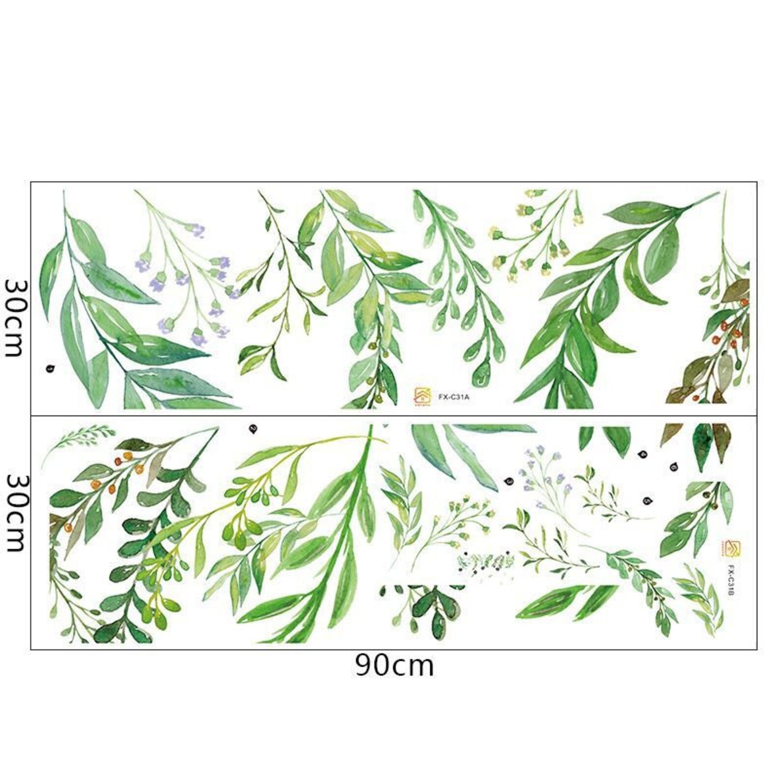 Green Leaf Decals Plant Leaves Wall Decals Fallen Leaves Etsy