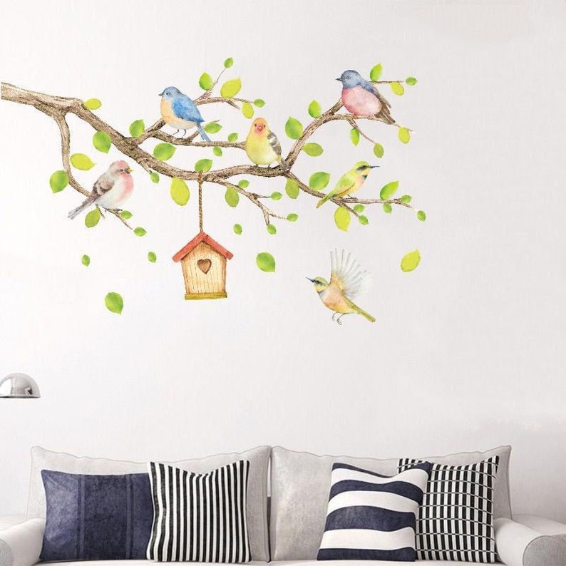 Tree Branch Decal and Bird Wall Decals Birds on Tree Branch Etsy