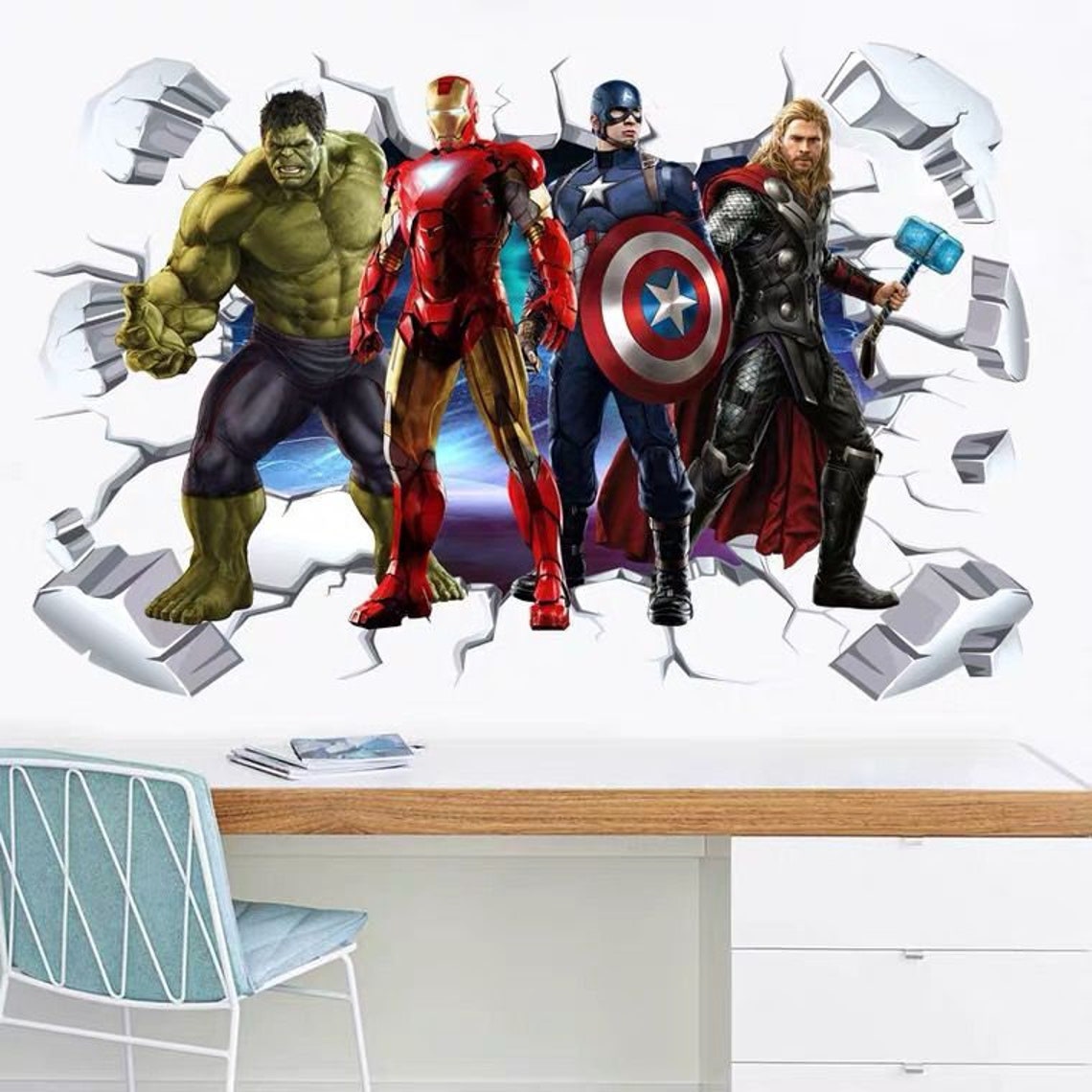3D Superhero Wall Decal Wall Decoration Decals Boy Bedroom Etsy
