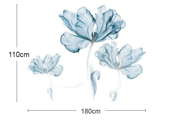 Large Blue Flower Wall Decals Flower Stickers DIY Transparent Etsy