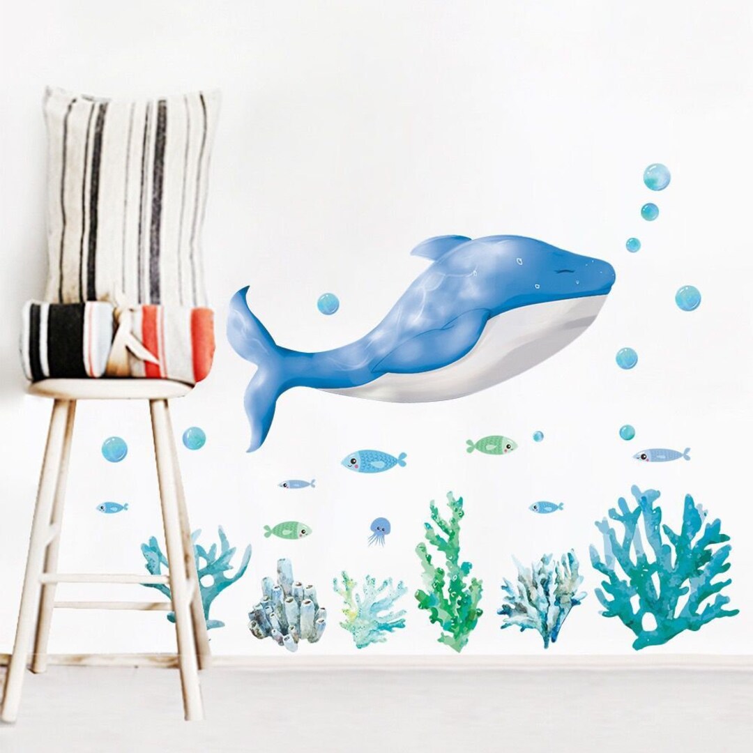 Sea Animal Decals Fish Decals Seaweed Wall Decals Cute Bubble Etsy