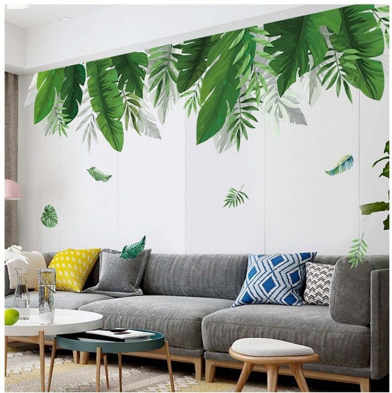 DIY Large Fresh Mural Wall Stickers Leaf Wall Sticker Green Etsy