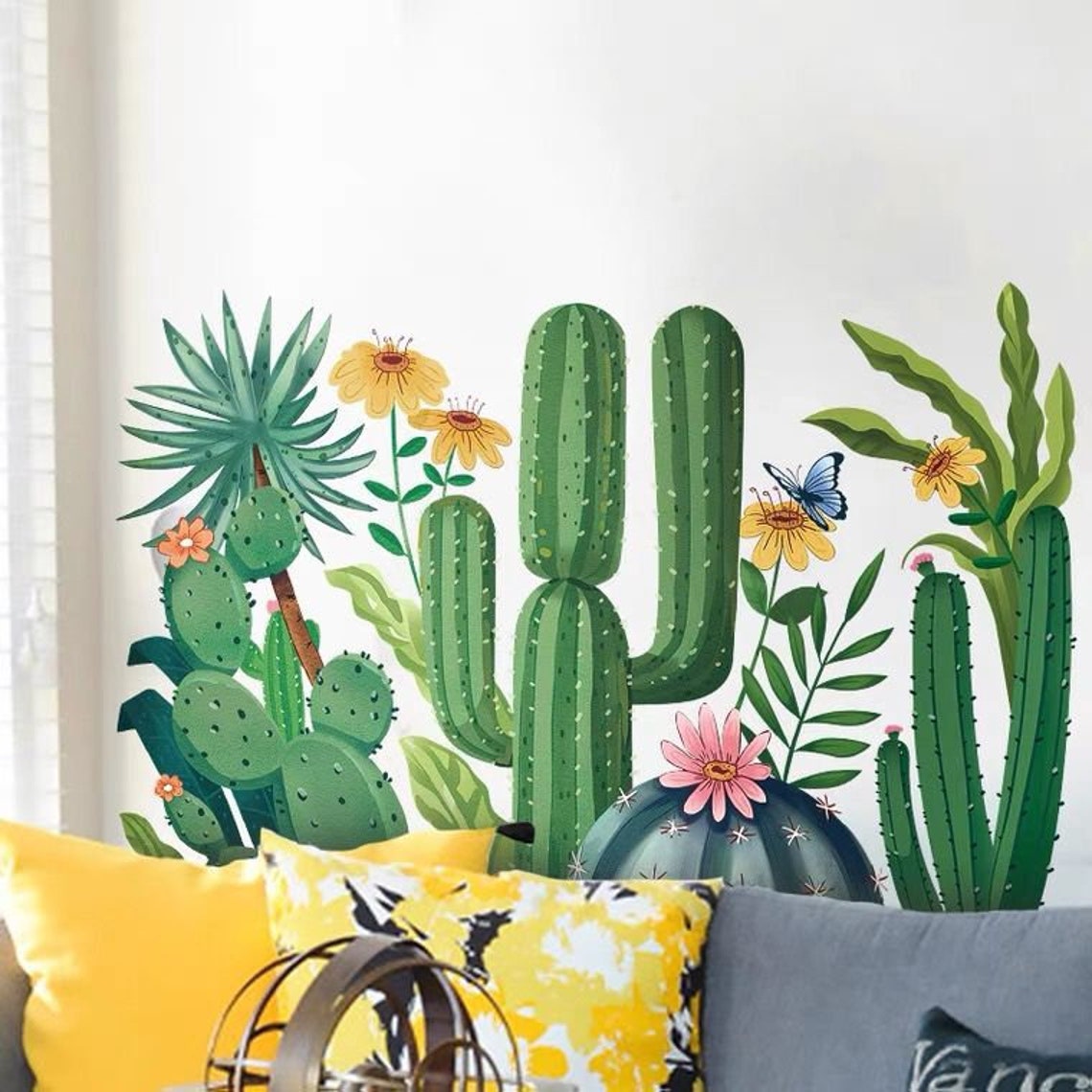Strong Desert Plant Decal Cactus Wall Sticker Tropical Plant Etsy