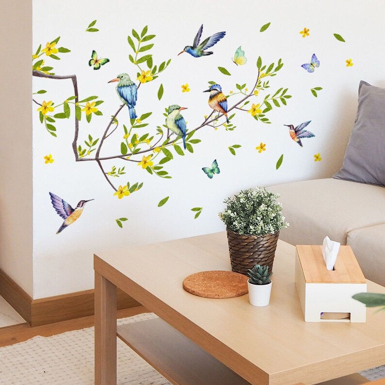 Tree Branch Decal and Bird Wall Decals Birds on Tree Branch Etsy