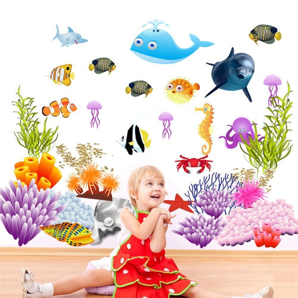 Ocean Fish Decals Fish Wall Stickers Marine Life Wall Etsy