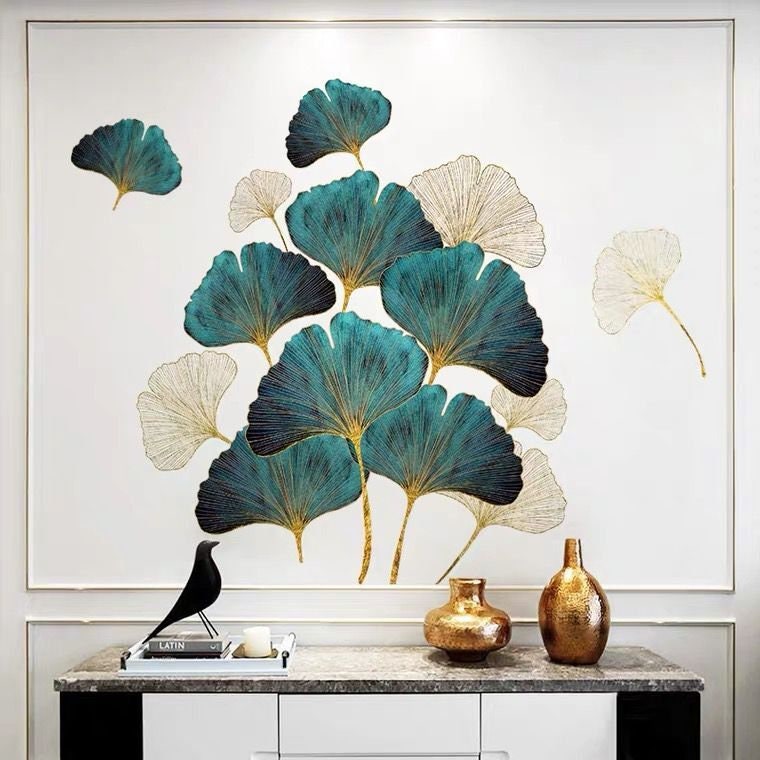 Golden ginkgo leaf plant leaf wall stickers DIY living room Etsy