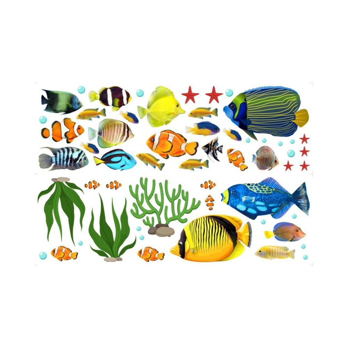 Ocean Fish Decals Fish Wall Stickers Marine Life Wall Etsy