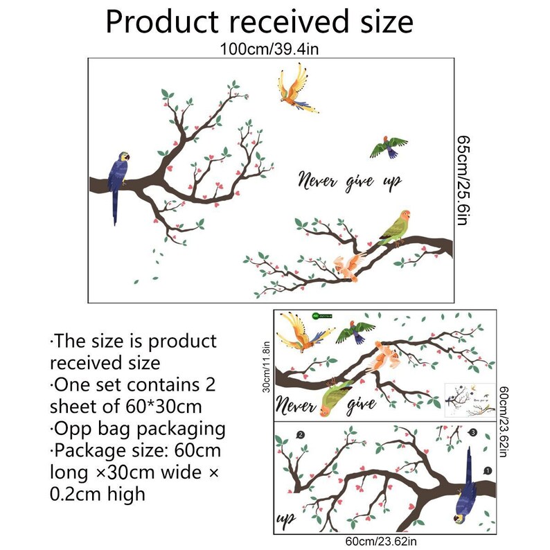 Tree Branch Decal and Bird Wall Decals Birds on Tree Branch Etsy