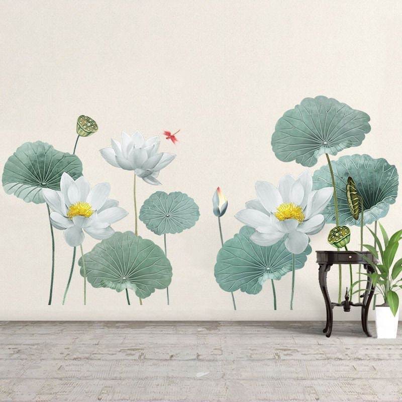 DIY Large Lotus Flower Stickers Wall Art Stickers Living Room Etsy