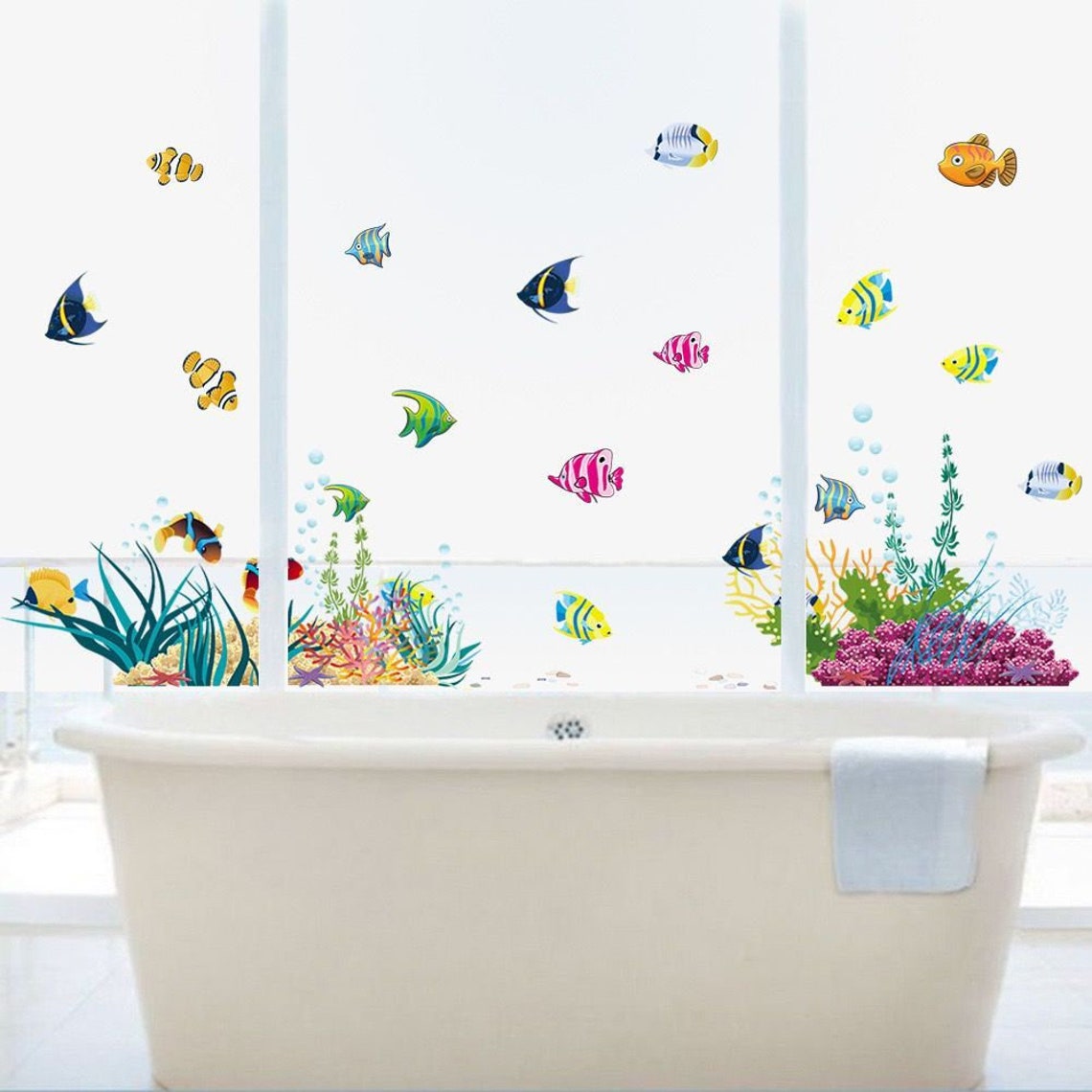 Ocean Fish Decals Fish Wall Stickers Marine Life Wall Etsy