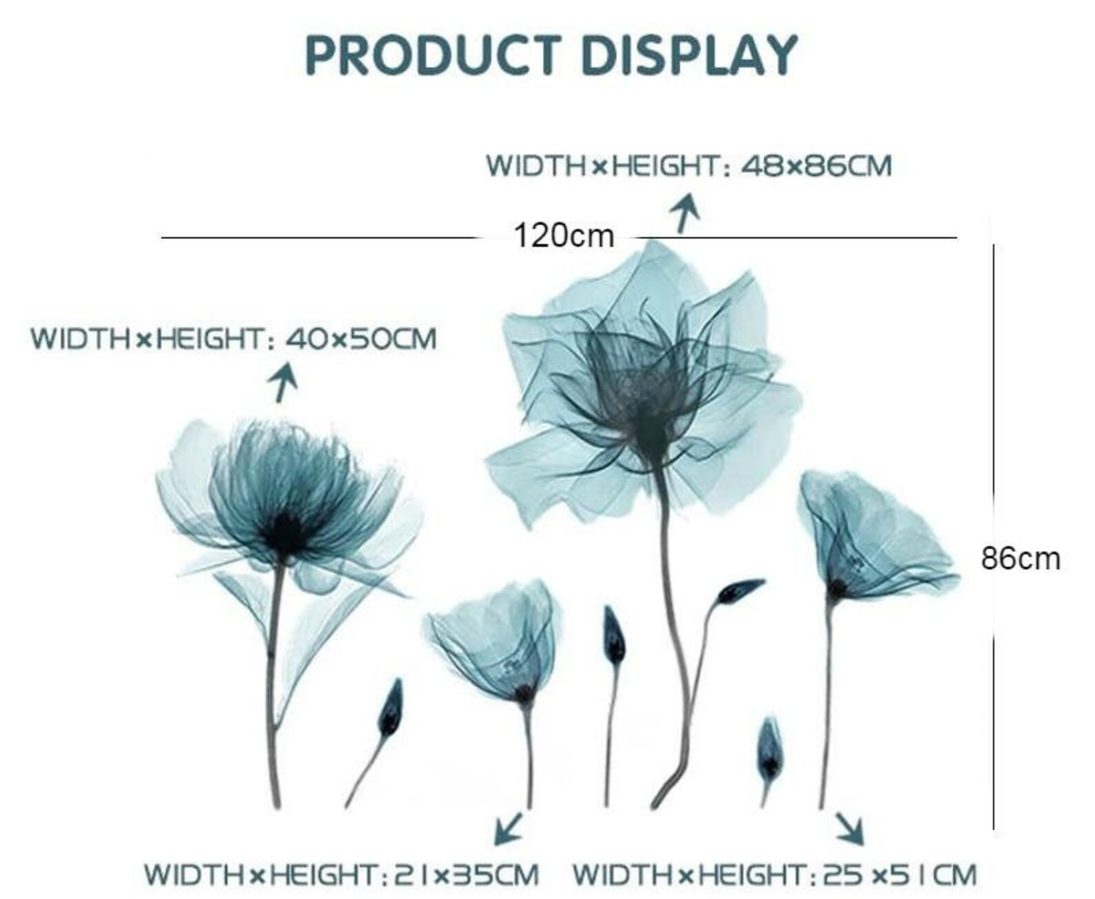 Transparent Blue Flower Decals Flower Wall Decals Blue Flower Etsy