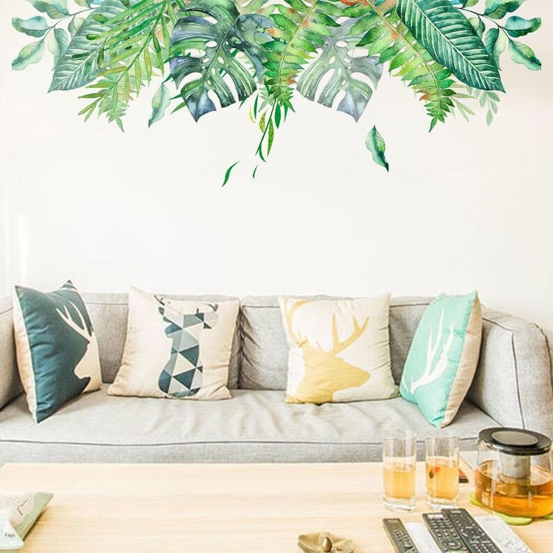 Tropical Plants Banana Leaf Wall Stickers Monstera Leaf Wall Etsy
