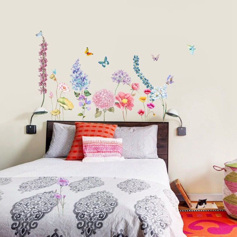 Colorful Flower Wall Decal Plant Flower Sunflower Decal Flower Etsy