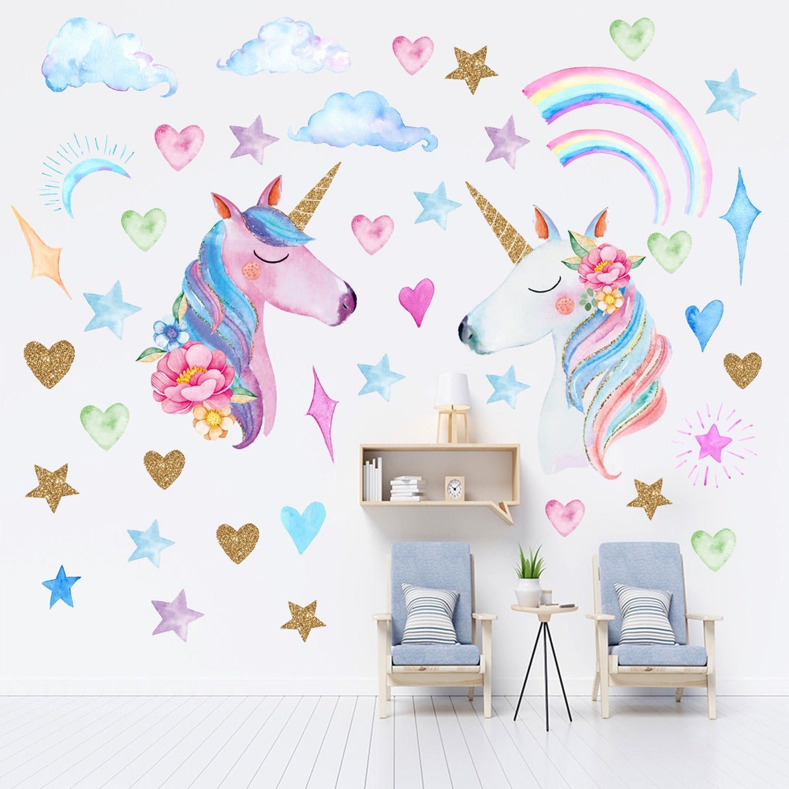 Large Unicorn Wall Decals Unicorn Decals Home Decor Etsy