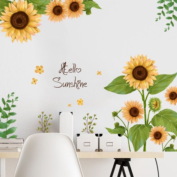 Sunflower Bush Wall Sticker Sunflower Wall Sticker Sunflower Etsy