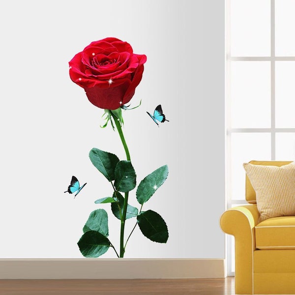 Rose Wall Decal Etsy
