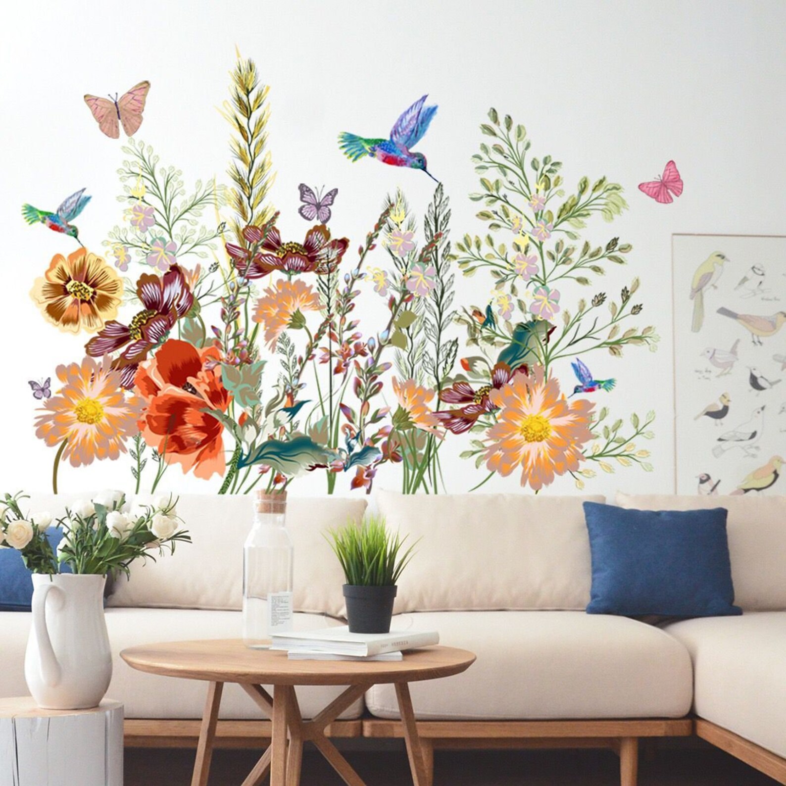 Colorful Flowers Wall Decalplant Wall Stickers Plant Decals Etsy