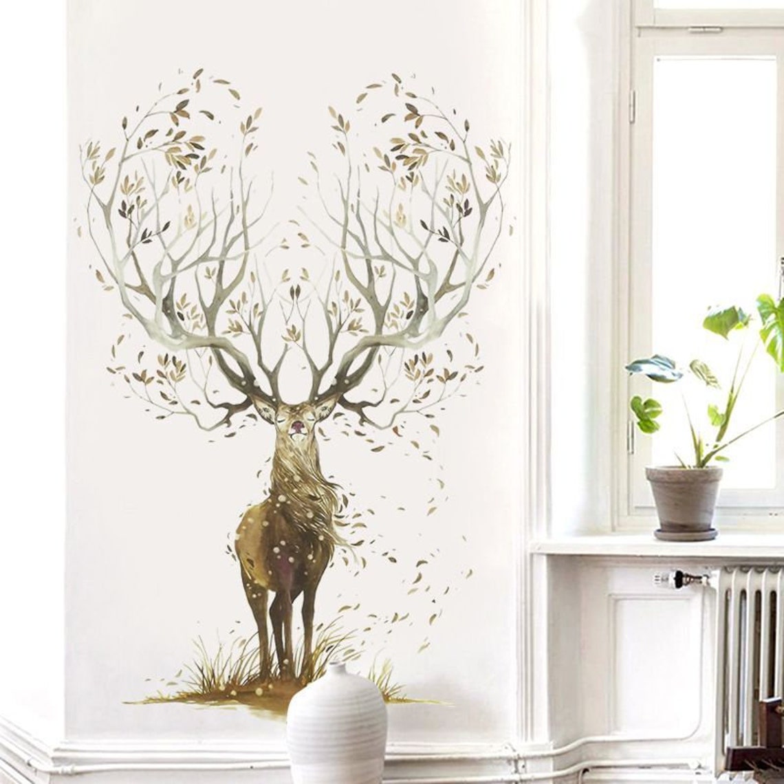 Large Deer Sticker Animal Deer Decal Christmas Deer Wall Etsy