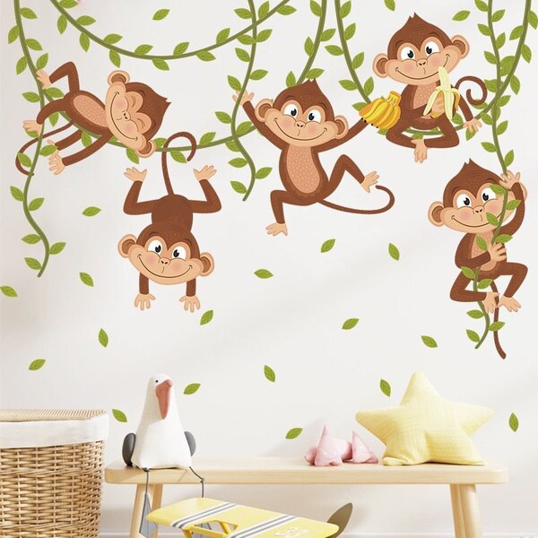Monkey Vine Decal Etsy