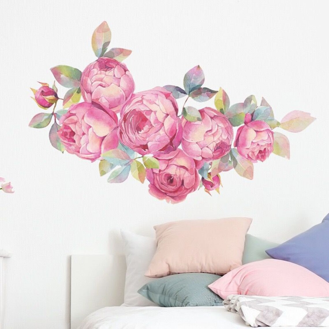 Pink Rose Flower Wall Sticker Rose Flower Decal Plant Flower Etsy