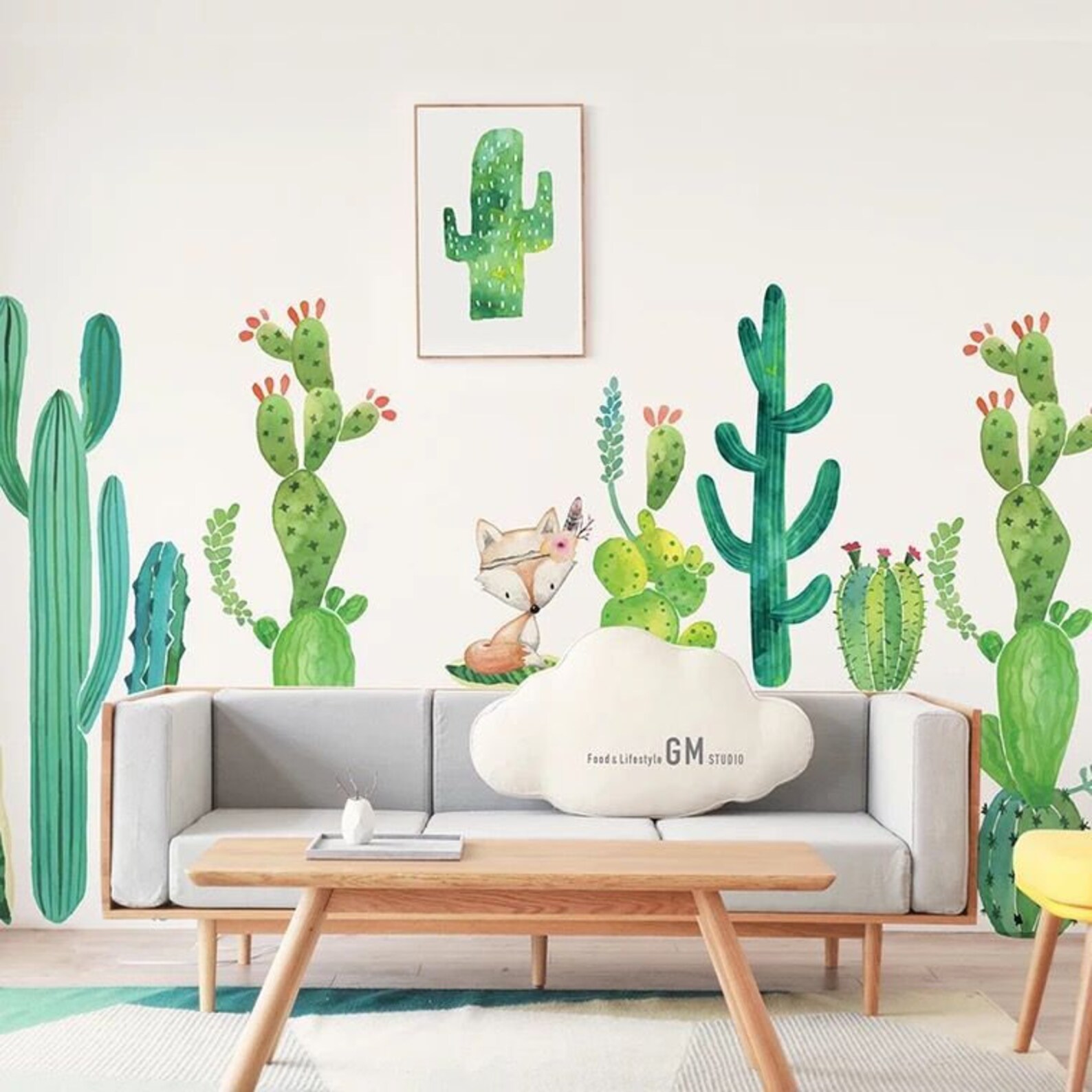 Fresh cactus plant wall decals cactus wall stickers cute Etsy