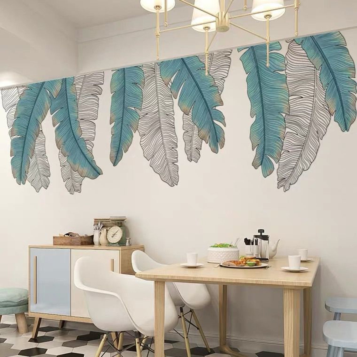 Large Plant Green Leaf Wall Decals Banana Leaf Decals Plant Etsy