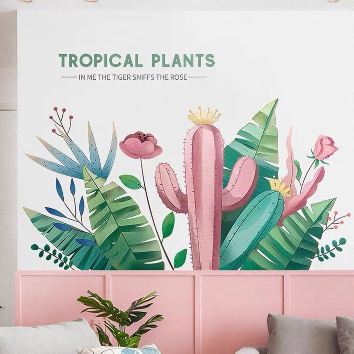 Strong Desert Plant Decal Cactus Wall Sticker Tropical Plant Etsy