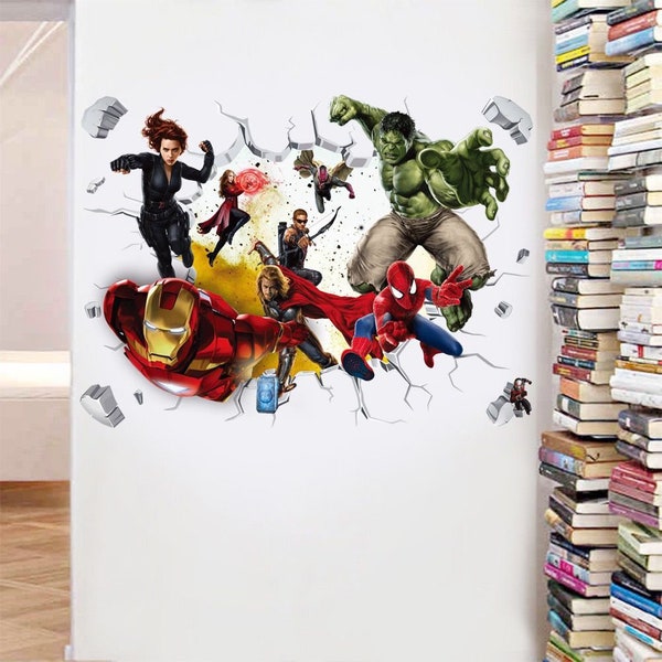 Canvaspuzzle Avengers Spiderman Superhero Wall Decal Sticker For Kids Nursery Or Bedroom
