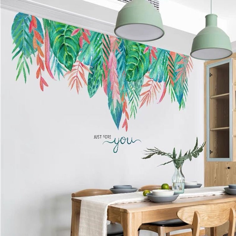 DIY Large Fresh Mural Wall Stickers Leaf Wall Sticker Green Etsy