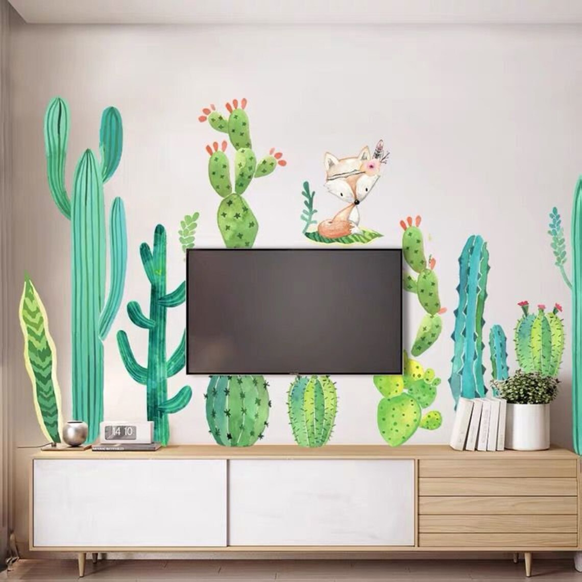 Fresh cactus plant wall decals cactus wall stickers cute Etsy