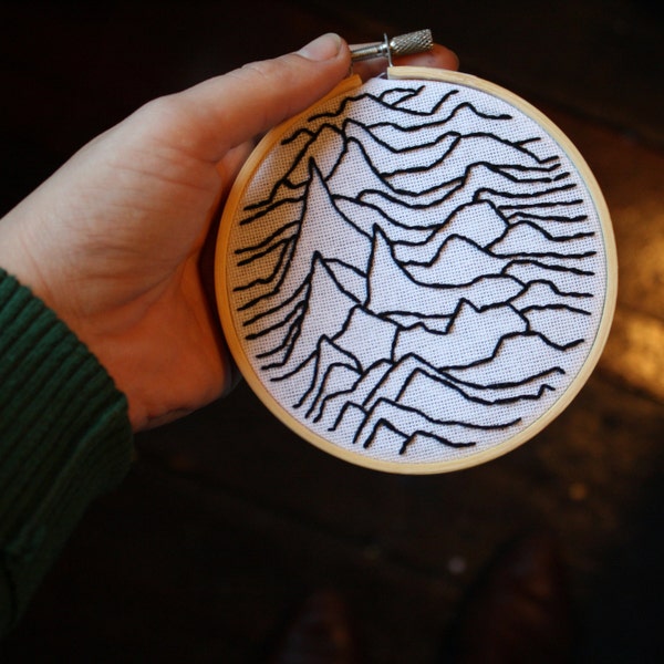 Embroidery hoop - Joy Division Unknown Pleasures - Mountains Wall hanging