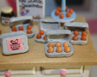 Boîte d'oeufs de Pâques avec œufs à l'échelle 1:12, maison de poupée miniature, mini-aliments pour la cuisine ou le réfrigérateur - France
