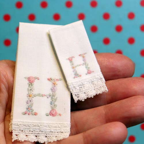 Choose Your Letter Dollhouse Bath Towels With Lace Set of Etsy