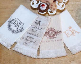 Dollhouse Miniature tea towels, kitchen tea towels, Downton Abbey, dollhouse kitcken accessories