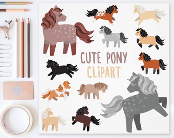 3 FOR 2. Horse Clipart. Cute Little Pony Clipart. Chestnut, Dapple Grey, Black, Palomino, Appaloosa. Running, Rearing. Farm Animal. Pet.