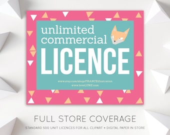 UNLIMITED COMMERCIAL LICENCE that covers all the designs in our store!