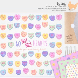 3 FOR 2. Mean Valentine's Day Candy Heart Clipart. Pastel Conversational Hearts. Tumblr. Pattern. Valentines Clipart. Attitude. Romance. image 1