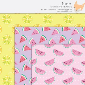 3 FOR 2. Summer Digital Papers, Watercolor Flamingo, Pineapple Pattern, Cute Kids Scrapbooking, Beach, Watermelon, Ice Cream, Tropical Fruit image 4