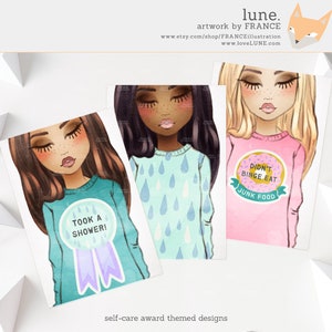 3 FOR 2. BAE with Self-Care Quote Awards. Watercolor Clipart Fashion Girls. Anxiety Depression Fashionista Art. Sticker Planner Girl. Donut. image 5