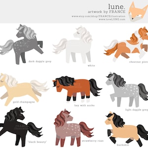 3 FOR 2. Horse Clipart. Cute Little Pony Clipart. Chestnut, Dapple Grey, Black, Palomino, Appaloosa. Running, Rearing. Farm Animal. Pet. image 3