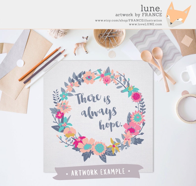 Illustrator Editable Vector Floral Clipart EPS Textile Art Wreaths Clip Art Peach Wedding Flowers Blue Pink Seafoam. PDF Banners