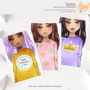 3 FOR 2. BAE with Self-Care Quote Awards. Watercolor Clipart Fashion Girls. Anxiety Depression Fashionista Art. Sticker Planner Girl. Donut. image 6