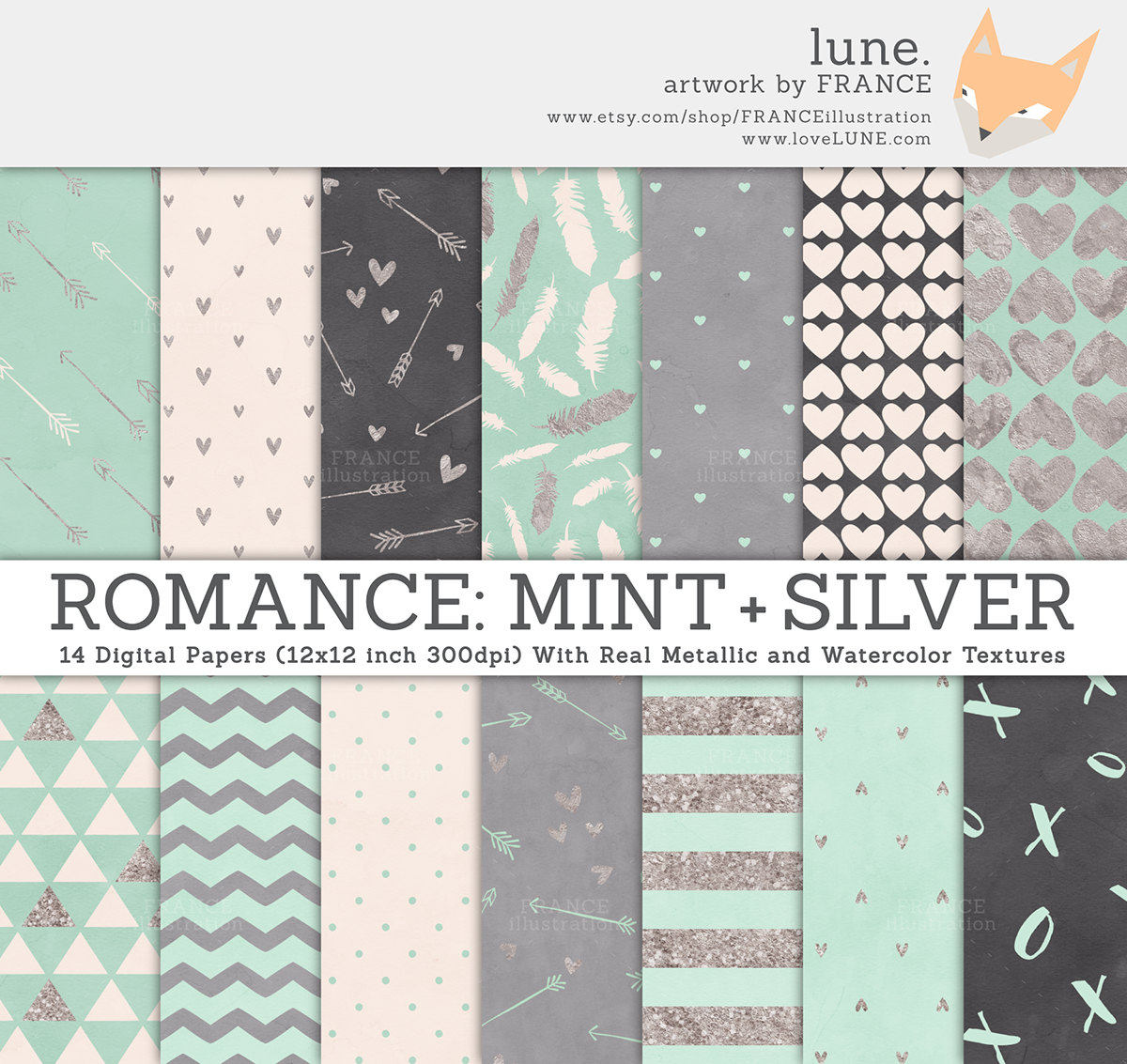 Romance Digital Paper BIG BUNDLE 10 Watercolor Gold Foil | Etsy