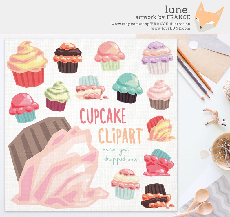 3 FOR 2 Cupcake Clipart Cute Kawaii Bright Pastel 3 FOR 2 Cupcake Clipart Cute Kawaii Bright Pastel
