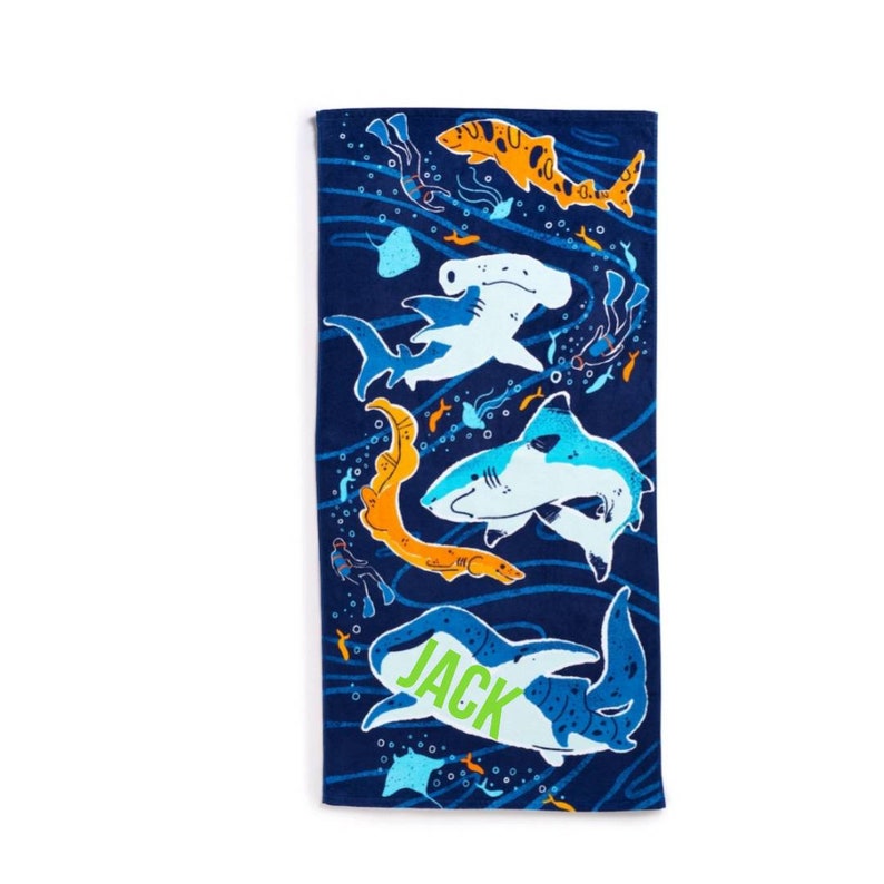 Personalized Shark Beach Towel Beach towel kids beach towel Etsy